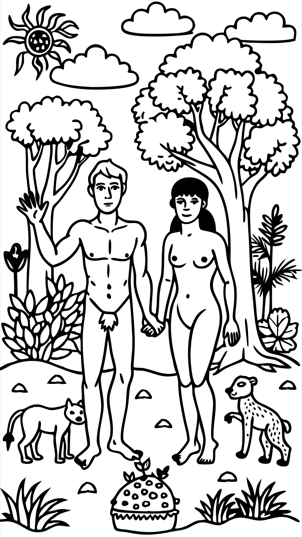 coloring pages for adam and eve